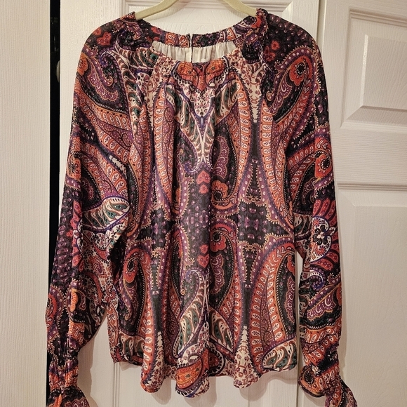 NWOT LOFT colorful sheer sleeve blouse size S. - Picture 1 of 9